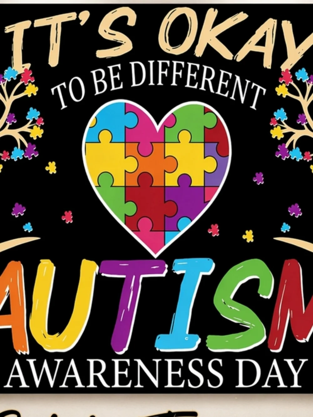 Autism Awareness Tapestry It’s Okay To Be Different Puzzle Heart Nwot